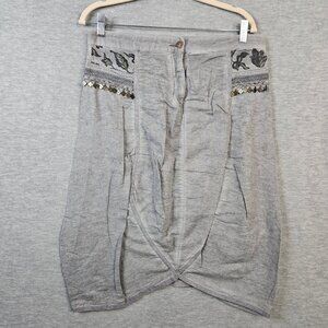Angels Never die Women's Gray Button Embroidered Brass Floral Short Skirt Size 3